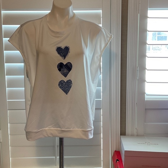 SHEIN White Blouse with Blue Heart Design - Picture 1 of 7